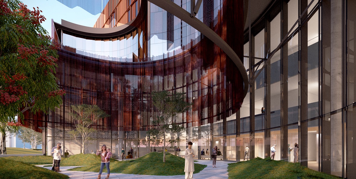 Artist impression of the exterior of the Victorian Heart Hospital